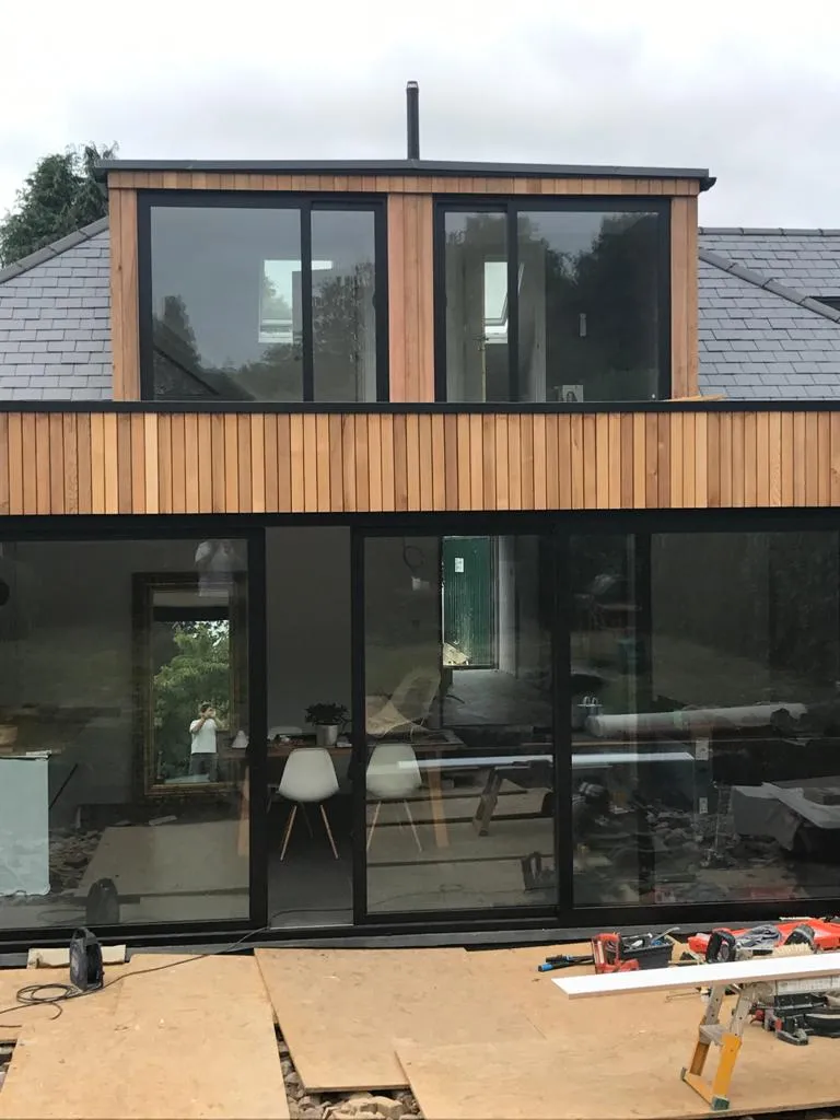glass on a wooden house